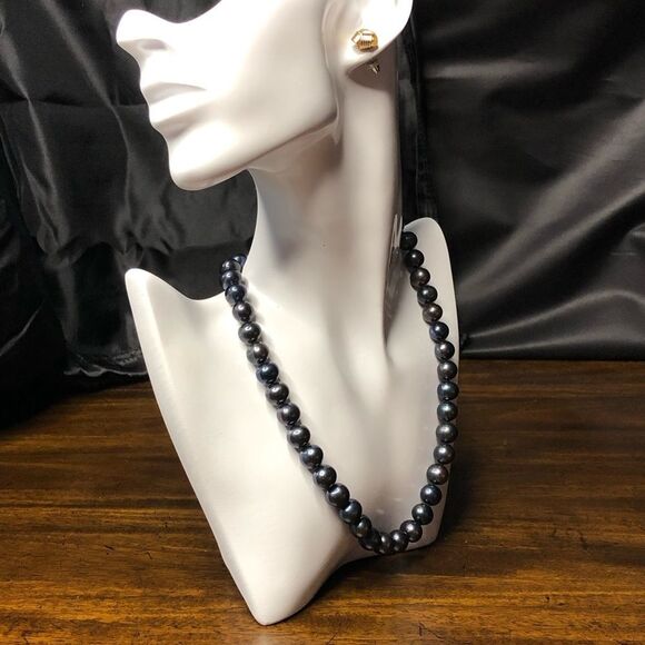 Hand Knotted PEACOCK PEARLS w Sterling Silver Lobster Claw Clasp 18 inches long - Picture 13 of 17